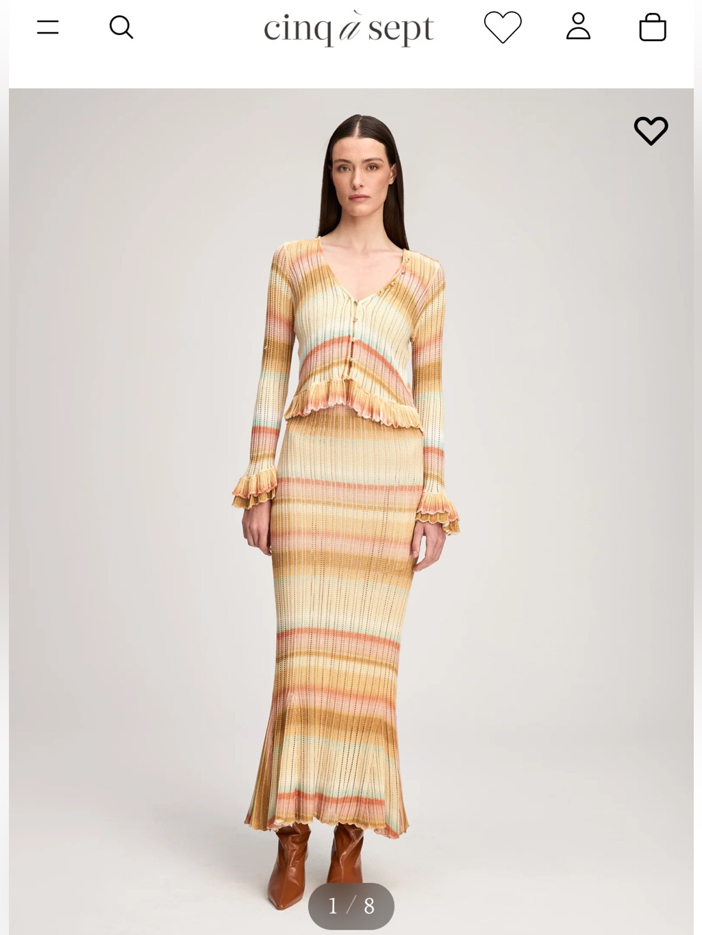 Edith Space Dyed Knit Skirt - Pastel Stripe Cinq A Sept